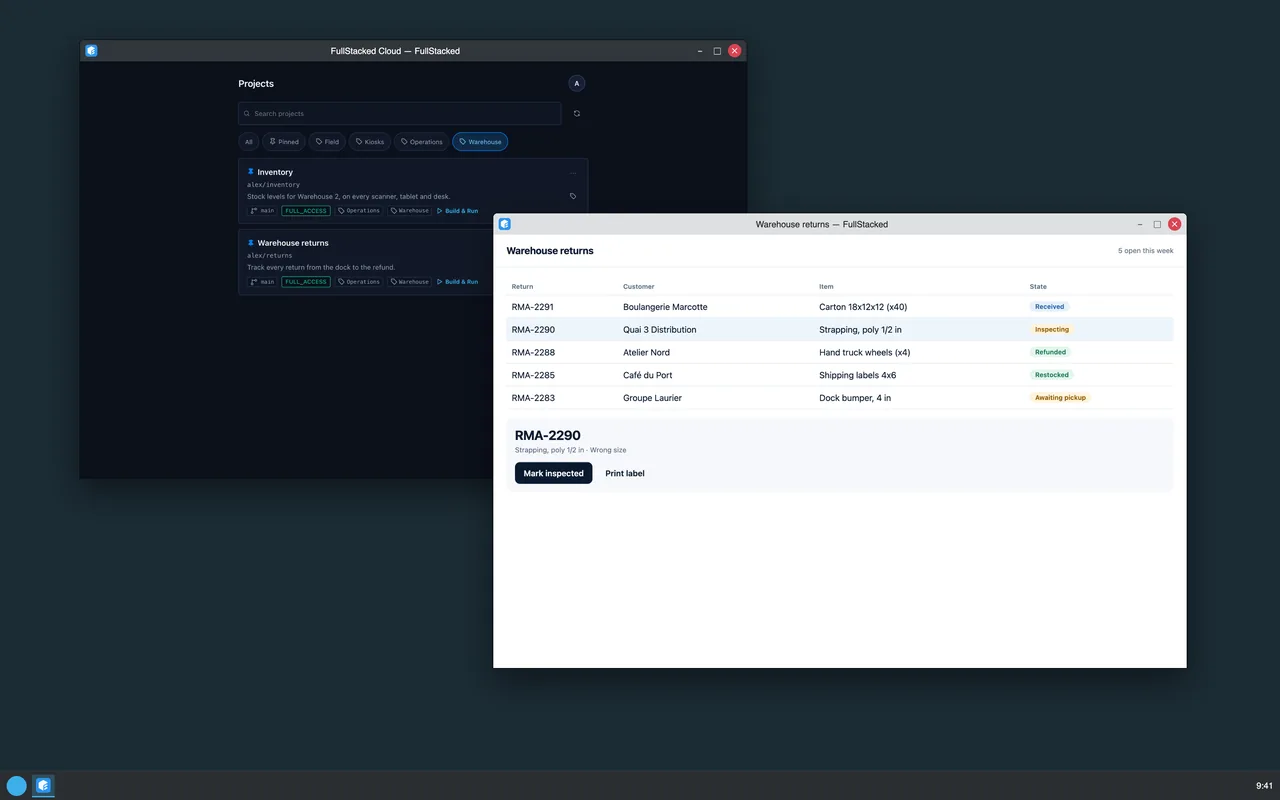 The Warehouse returns project in its own window on KDE Plasma